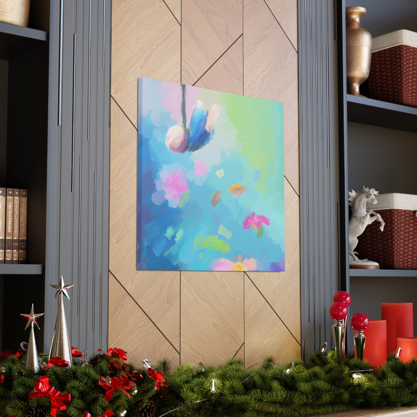 Rozella the Rainbow Rhino - Digital Art Canvas